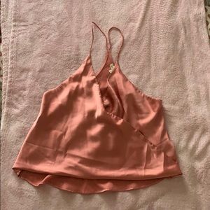 Satin rose pink surplice cami
